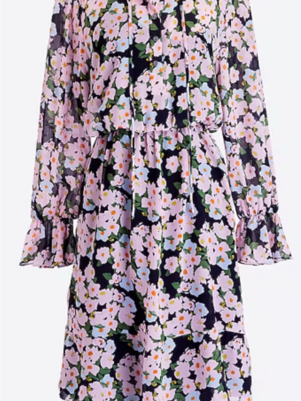 J. Crew Lavender Floral Long-Sleeve Dress